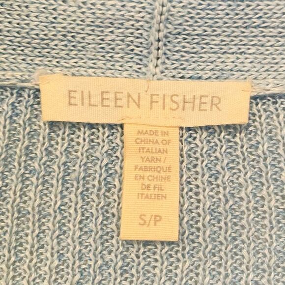 Eileen Fisher Blue Organic Linen Waterfall Open Cardigan Size Small - Picture 6 of 6